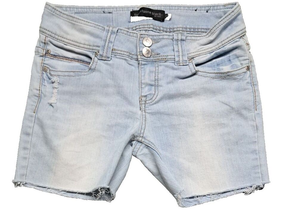 Twentyone Black by Rue21 Jean Shorts Womens Sz 7/8 Slim Denim Blue Stretch